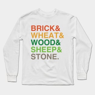 Settlers of Catan Shirt| Brick and Wheat and Wood and Sheep and Stone Long Sleeve T-Shirt